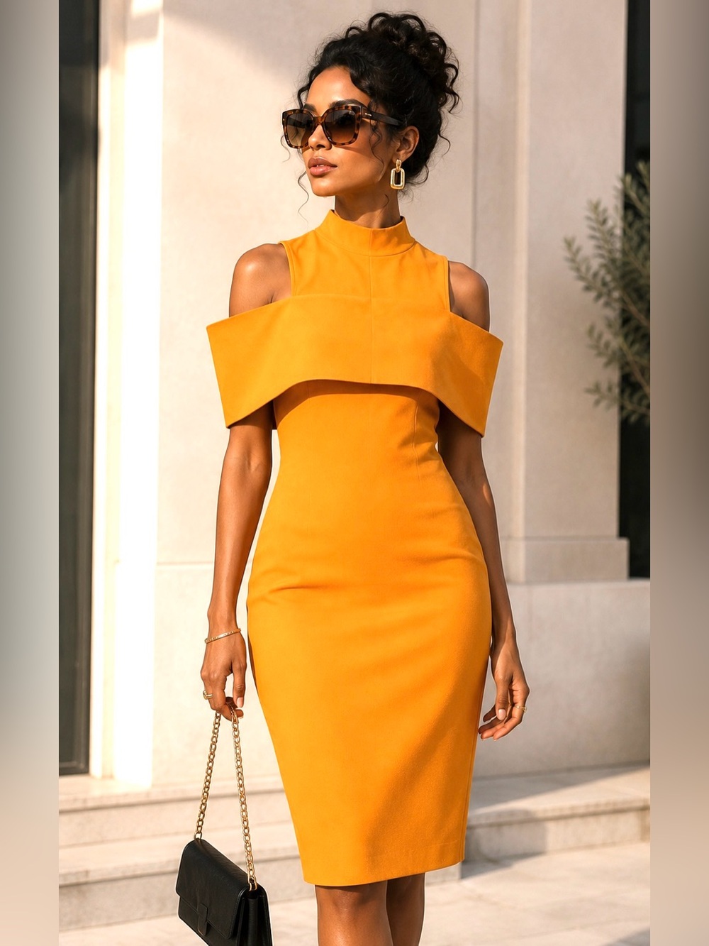 Wolddress Off-Shoulder Sheath Dress | Orange Cocktail & Formal Dress | NWOT